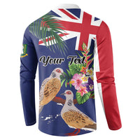 Personalised British Virgin Islands Button Sweatshirt Two Turtle Doves Tropical Flowers