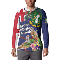 Personalised British Virgin Islands Button Sweatshirt Two Turtle Doves Tropical Flowers