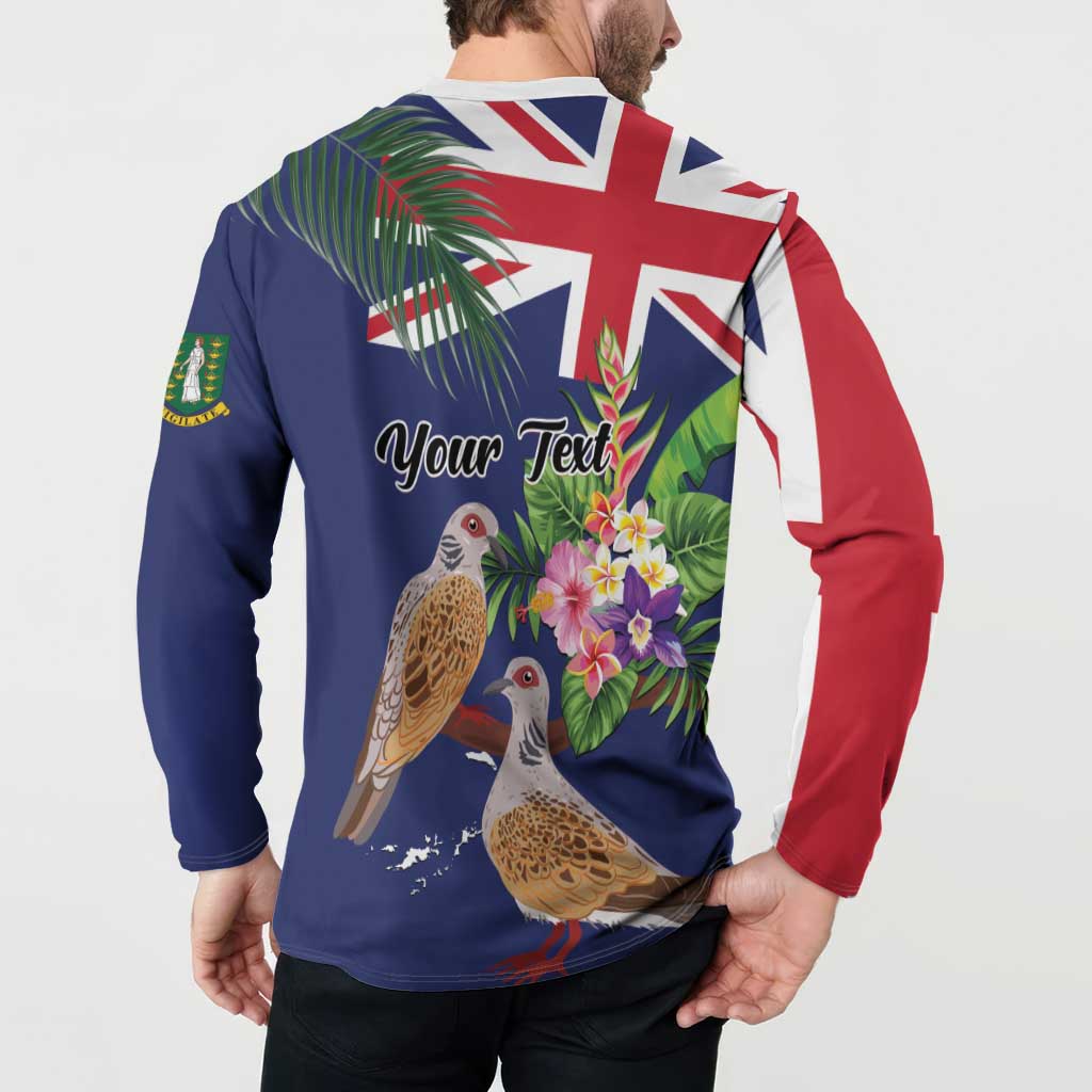 Personalised British Virgin Islands Button Sweatshirt Two Turtle Doves Tropical Flowers