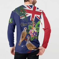 Personalised British Virgin Islands Button Sweatshirt Two Turtle Doves Tropical Flowers