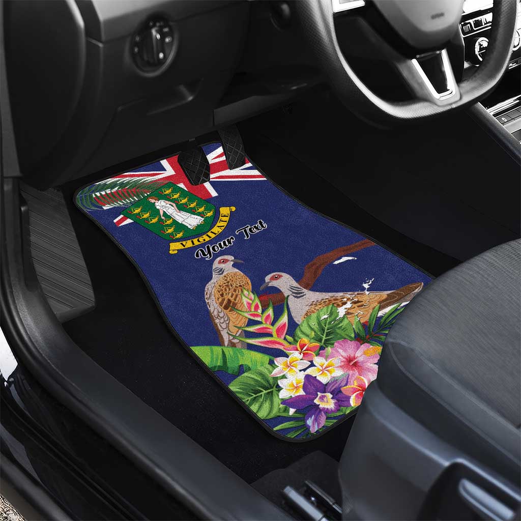 British Virgin Islands Car Mats Two Turtle Doves Tropical Flowers