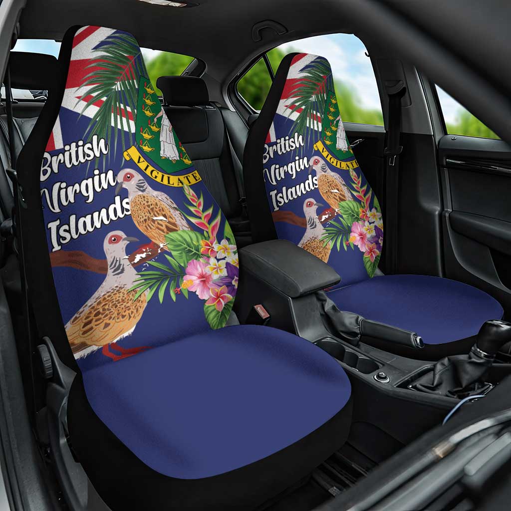 British Virgin Islands Car Seat Cover Two Turtle Doves Tropical Flowers