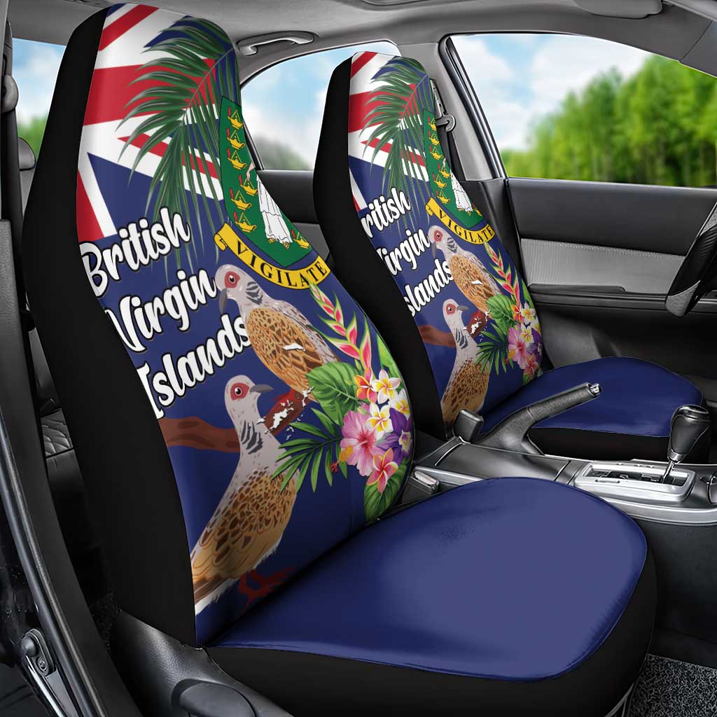 British Virgin Islands Car Seat Cover Two Turtle Doves Tropical Flowers