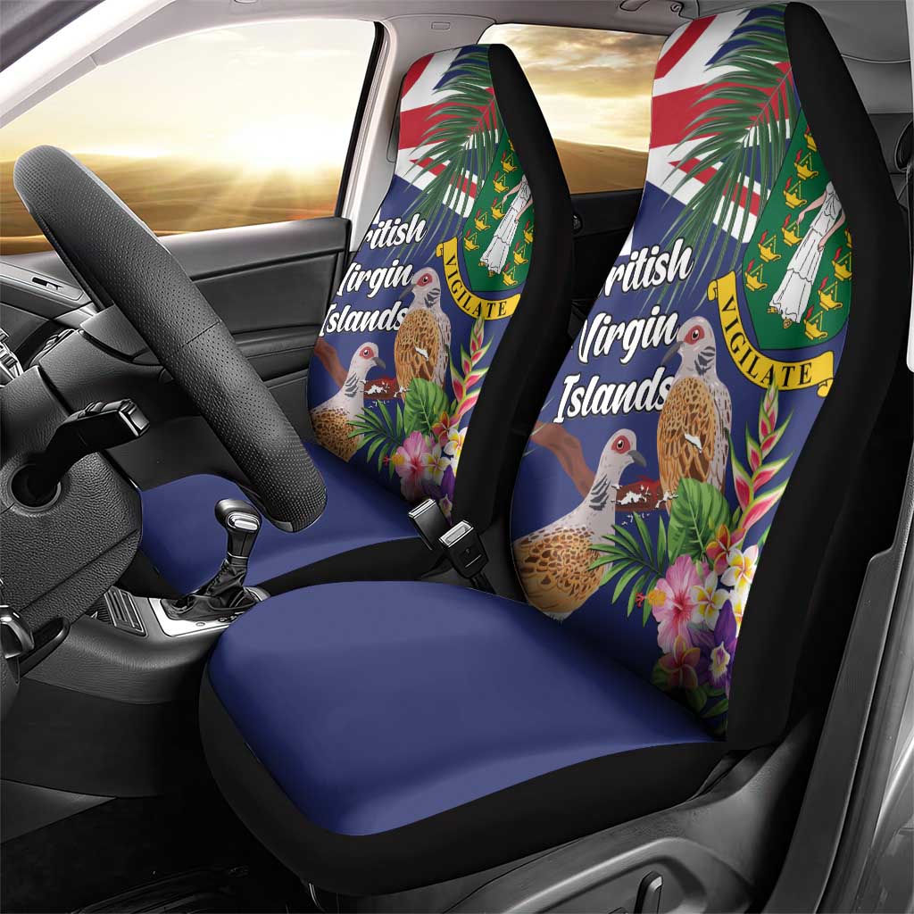 British Virgin Islands Car Seat Cover Two Turtle Doves Tropical Flowers