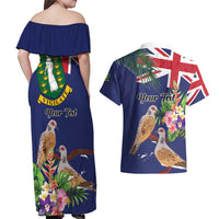 Personalised British Virgin Islands Couples Matching Off Shoulder Maxi Dress and Hawaiian Shirt Two Turtle Doves Tropical Flowers