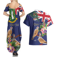 Personalised British Virgin Islands Couples Matching Summer Maxi Dress and Hawaiian Shirt Two Turtle Doves Tropical Flowers