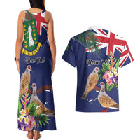 Personalised British Virgin Islands Couples Matching Tank Maxi Dress and Hawaiian Shirt Two Turtle Doves Tropical Flowers