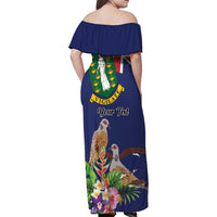 Personalised British Virgin Islands Family Matching Off Shoulder Maxi Dress and Hawaiian Shirt Two Turtle Doves Tropical Flowers