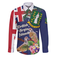 Personalised British Virgin Islands Family Matching Puletasi and Hawaiian Shirt Two Turtle Doves Tropical Flowers