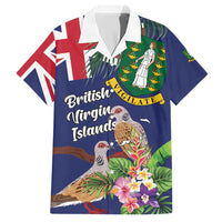 Personalised British Virgin Islands Family Matching Short Sleeve Bodycon Dress and Hawaiian Shirt Two Turtle Doves Tropical Flowers