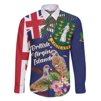 Personalised British Virgin Islands Family Matching Short Sleeve Bodycon Dress and Hawaiian Shirt Two Turtle Doves Tropical Flowers