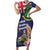 Personalised British Virgin Islands Family Matching Short Sleeve Bodycon Dress and Hawaiian Shirt Two Turtle Doves Tropical Flowers