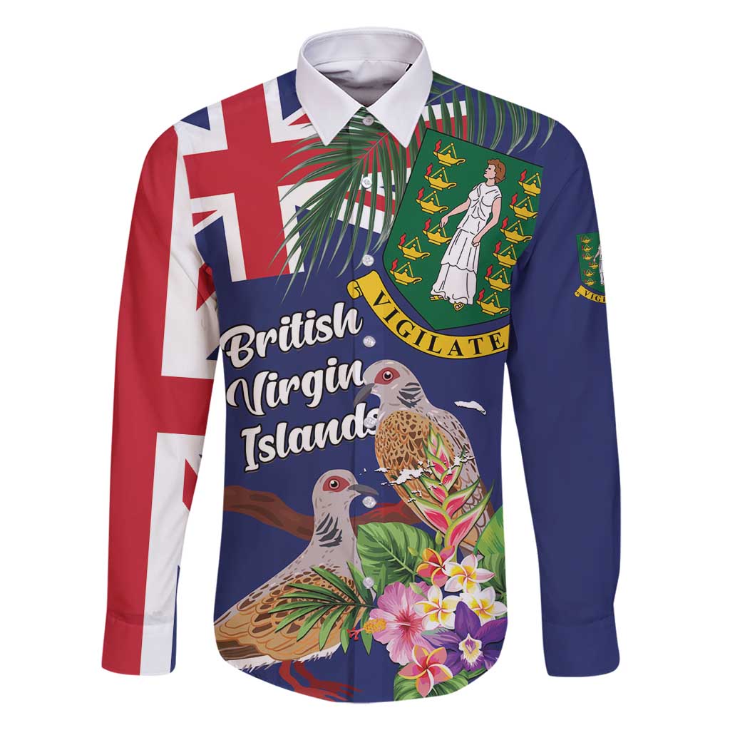 Personalised British Virgin Islands Family Matching Tank Maxi Dress and Hawaiian Shirt Two Turtle Doves Tropical Flowers