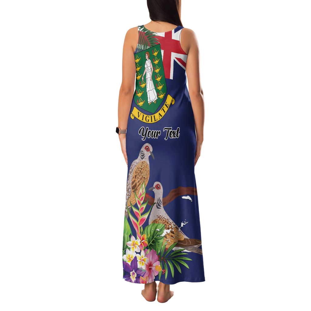 Personalised British Virgin Islands Family Matching Tank Maxi Dress and Hawaiian Shirt Two Turtle Doves Tropical Flowers