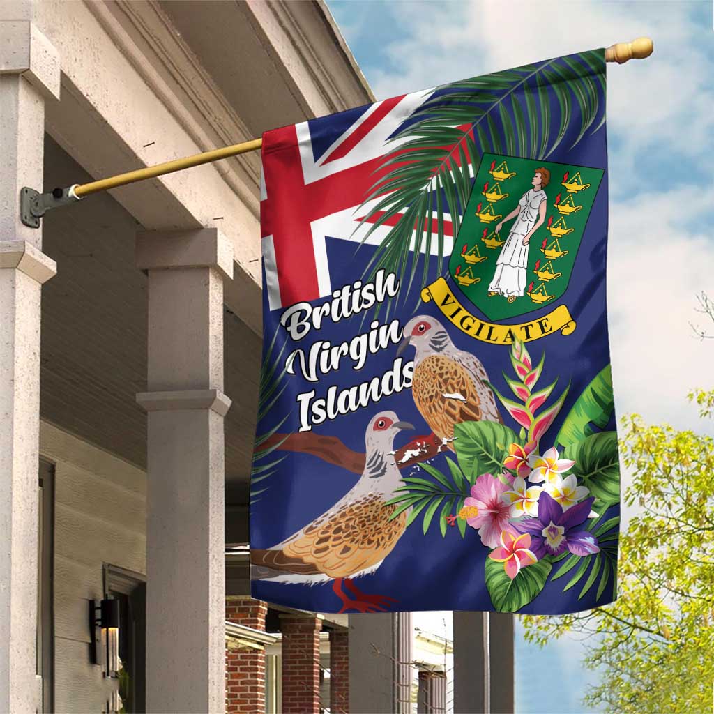 British Virgin Islands Garden Flag Two Turtle Doves Tropical Flowers