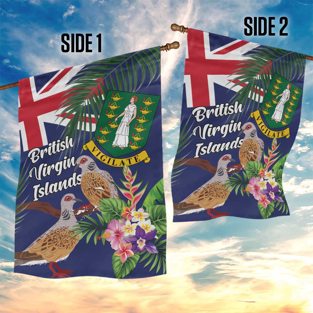 British Virgin Islands Garden Flag Two Turtle Doves Tropical Flowers