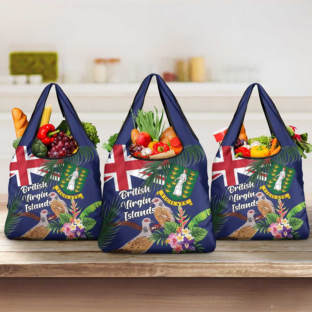 British Virgin Islands Grocery Bag Two Turtle Doves Tropical Flowers