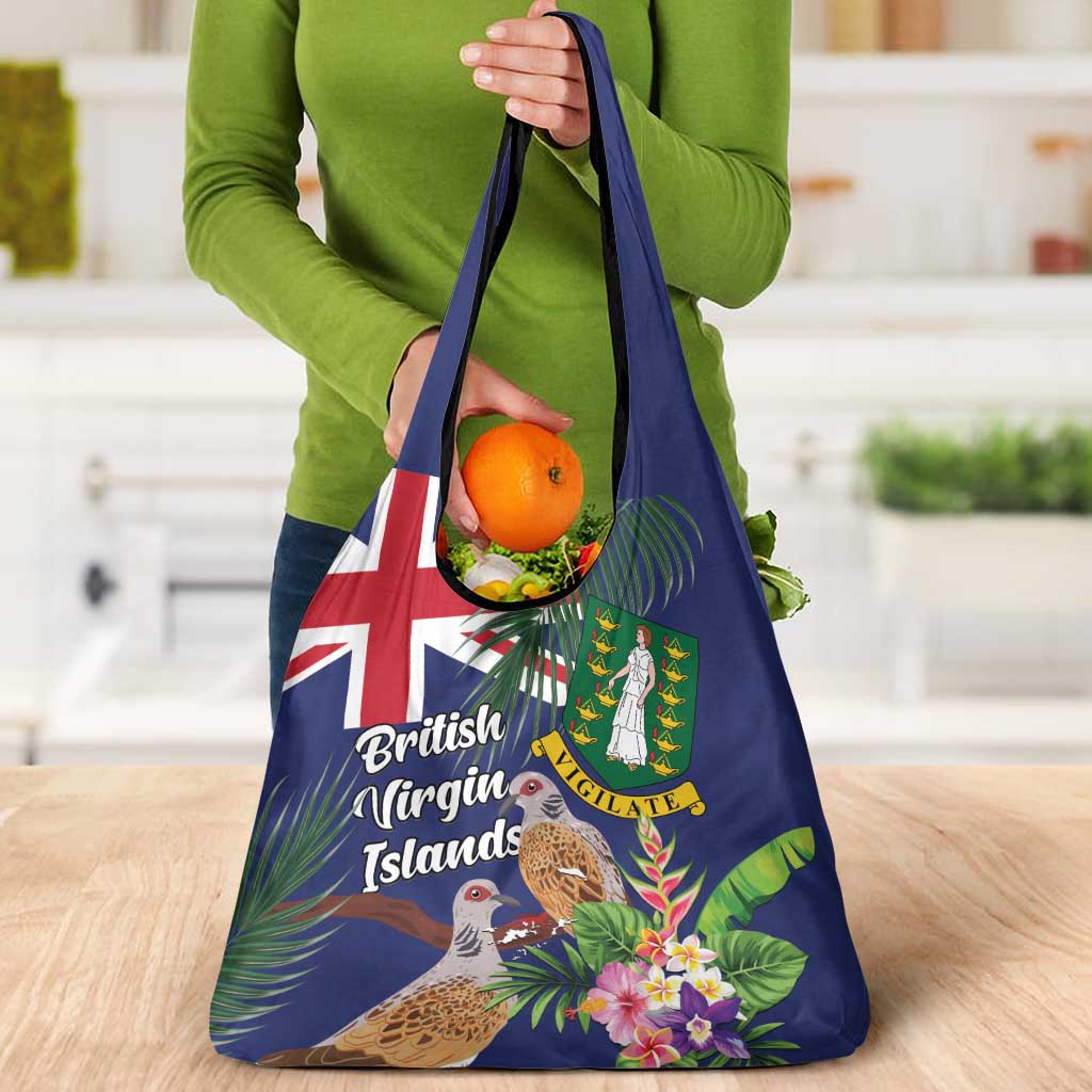 British Virgin Islands Grocery Bag Two Turtle Doves Tropical Flowers