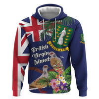 Personalised British Virgin Islands Hoodie Two Turtle Doves Tropical Flowers