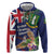 Personalised British Virgin Islands Hoodie Two Turtle Doves Tropical Flowers