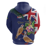 Personalised British Virgin Islands Hoodie Two Turtle Doves Tropical Flowers