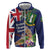 Personalised British Virgin Islands Hoodie Two Turtle Doves Tropical Flowers