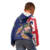 Personalised British Virgin Islands Kid Hoodie Two Turtle Doves Tropical Flowers