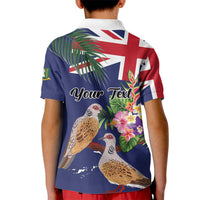 Personalised British Virgin Islands Kid Polo Shirt Two Turtle Doves Tropical Flowers