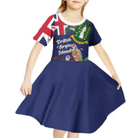 Personalised British Virgin Islands Kid Short Sleeve Dress Two Turtle Doves Tropical Flowers