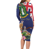 Personalised British Virgin Islands Long Sleeve Bodycon Dress Two Turtle Doves Tropical Flowers