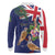 Personalised British Virgin Islands Long Sleeve Polo Shirt Two Turtle Doves Tropical Flowers