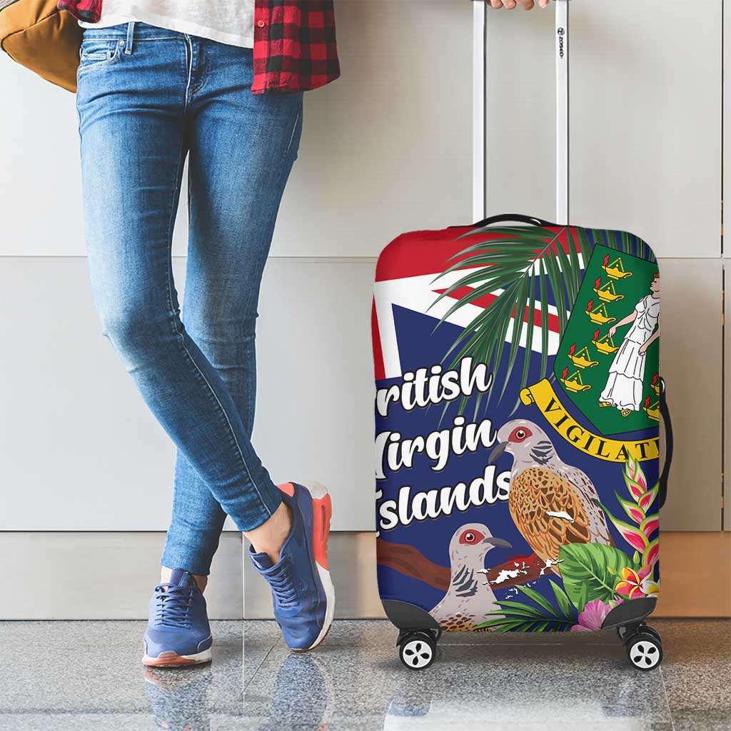 British Virgin Islands Luggage Cover Two Turtle Doves Tropical Flowers