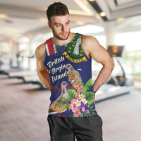 Personalised British Virgin Islands Men Tank Top Two Turtle Doves Tropical Flowers