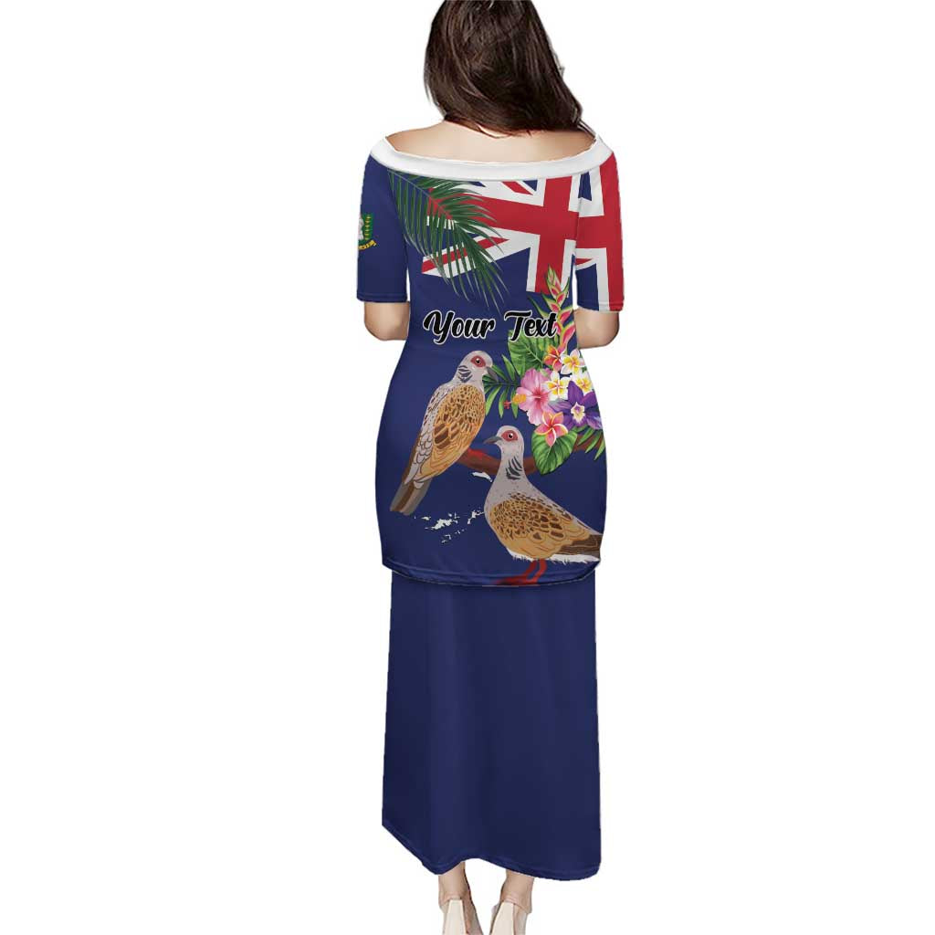Personalised British Virgin Islands Puletasi Two Turtle Doves Tropical Flowers