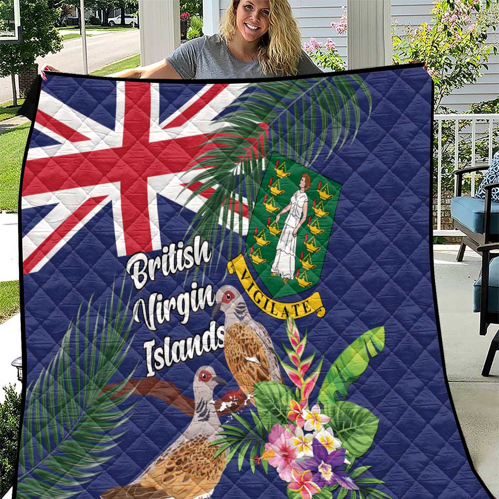 British Virgin Islands Quilt Two Turtle Doves Tropical Flowers