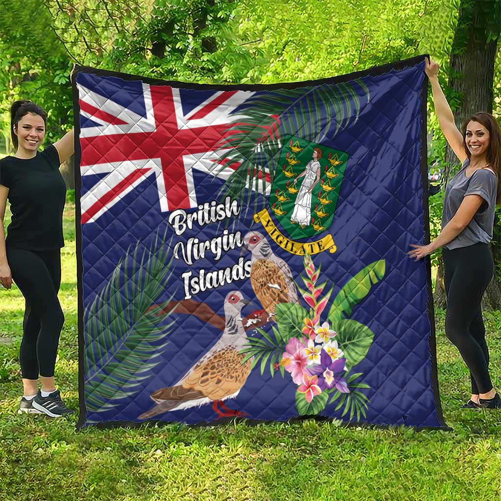 British Virgin Islands Quilt Two Turtle Doves Tropical Flowers