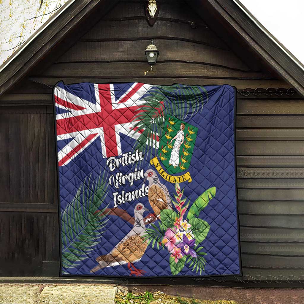 British Virgin Islands Quilt Two Turtle Doves Tropical Flowers