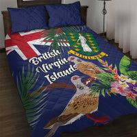 British Virgin Islands Quilt Bed Set Two Turtle Doves Tropical Flowers