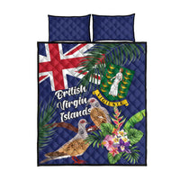 British Virgin Islands Quilt Bed Set Two Turtle Doves Tropical Flowers