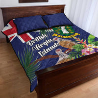 British Virgin Islands Quilt Bed Set Two Turtle Doves Tropical Flowers