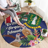 British Virgin Islands Round Carpet Two Turtle Doves Tropical Flowers