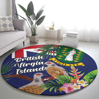 British Virgin Islands Round Carpet Two Turtle Doves Tropical Flowers