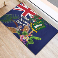 British Virgin Islands Rubber Doormat Two Turtle Doves Tropical Flowers
