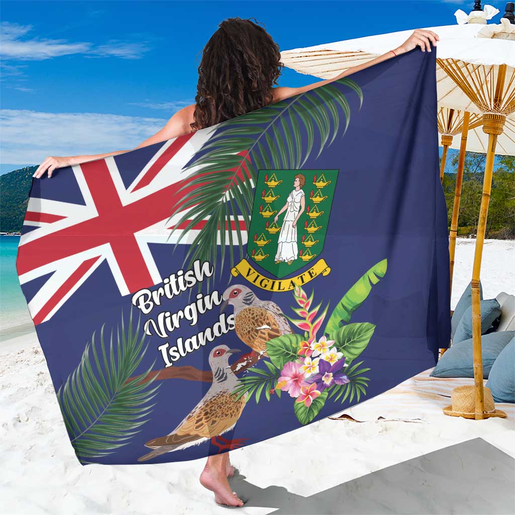 British Virgin Islands Sarong Two Turtle Doves Tropical Flowers