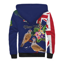 Personalised British Virgin Islands Sherpa Hoodie Two Turtle Doves Tropical Flowers