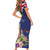 Personalised British Virgin Islands Short Sleeve Bodycon Dress Two Turtle Doves Tropical Flowers