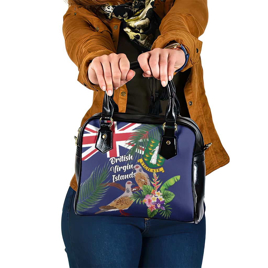 British Virgin Islands Shoulder Handbag Two Turtle Doves Tropical Flowers