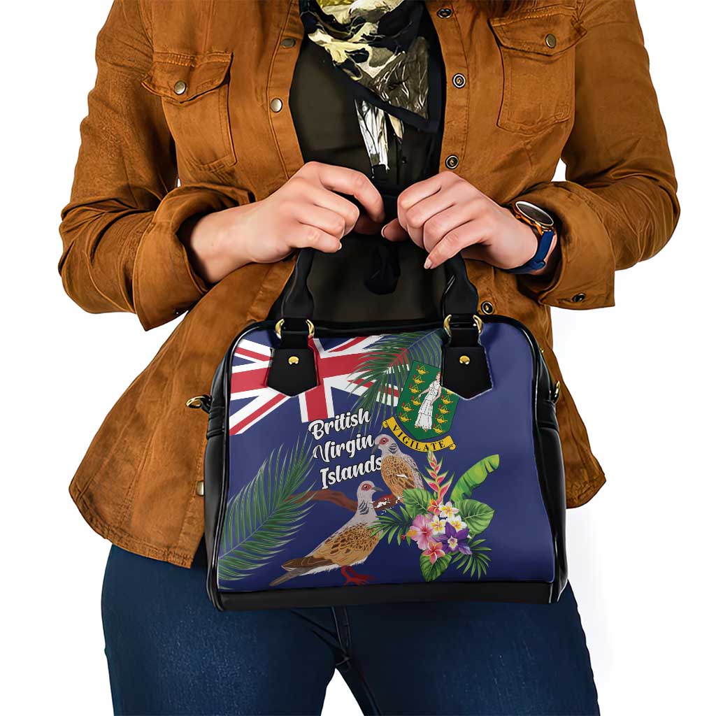 British Virgin Islands Shoulder Handbag Two Turtle Doves Tropical Flowers