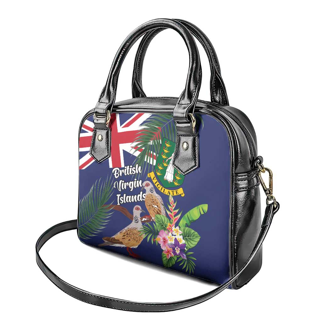 British Virgin Islands Shoulder Handbag Two Turtle Doves Tropical Flowers