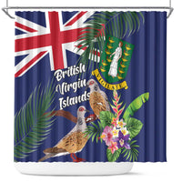 British Virgin Islands Shower Curtain Two Turtle Doves Tropical Flowers